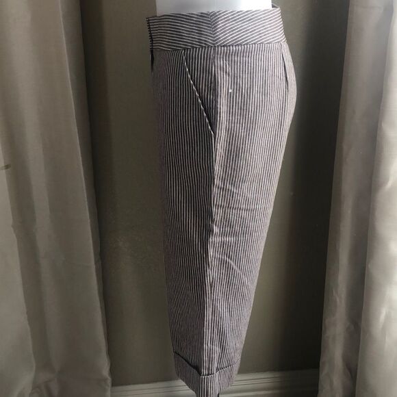 Sandro brown striped wide leg cropped pants - Picture 3 of 4